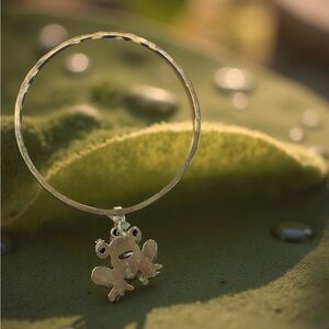 Rare James Avery Sterling Silver Frog Charm on Bracelet Large Vintage